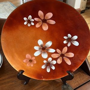 Bovano Plate Rare Vintage MCM Floral Copper And Enamel Decorative